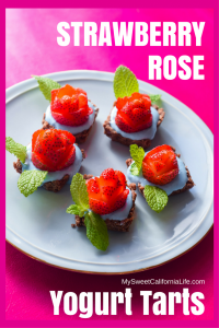 Strawberry yogurt rose vegan tarts